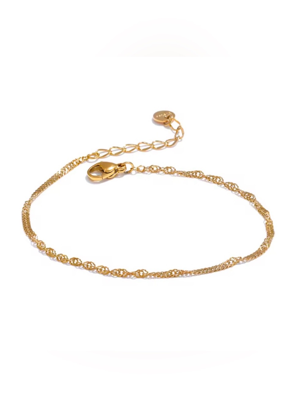 Gold Stainless Steel Women's Bracelet - Delicate Twisted Chain